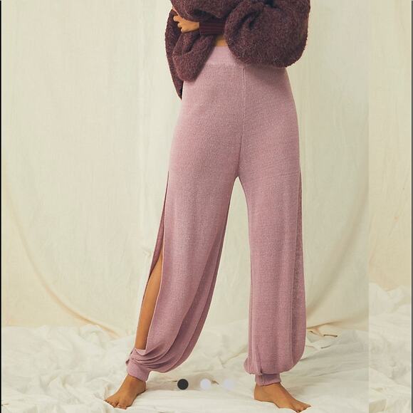 FREE PEOPLE RARE! Split Open Side Leg Ankle Wide Leg Knit Pants Size XS - Picture 1 of 11